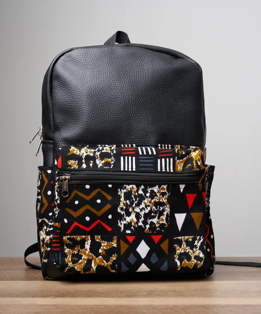 Ankara Leather Unisex Backpack
