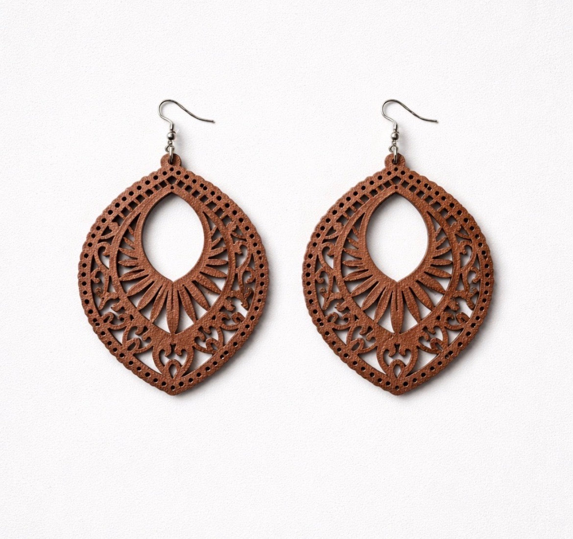 Wooden tear drop earrings