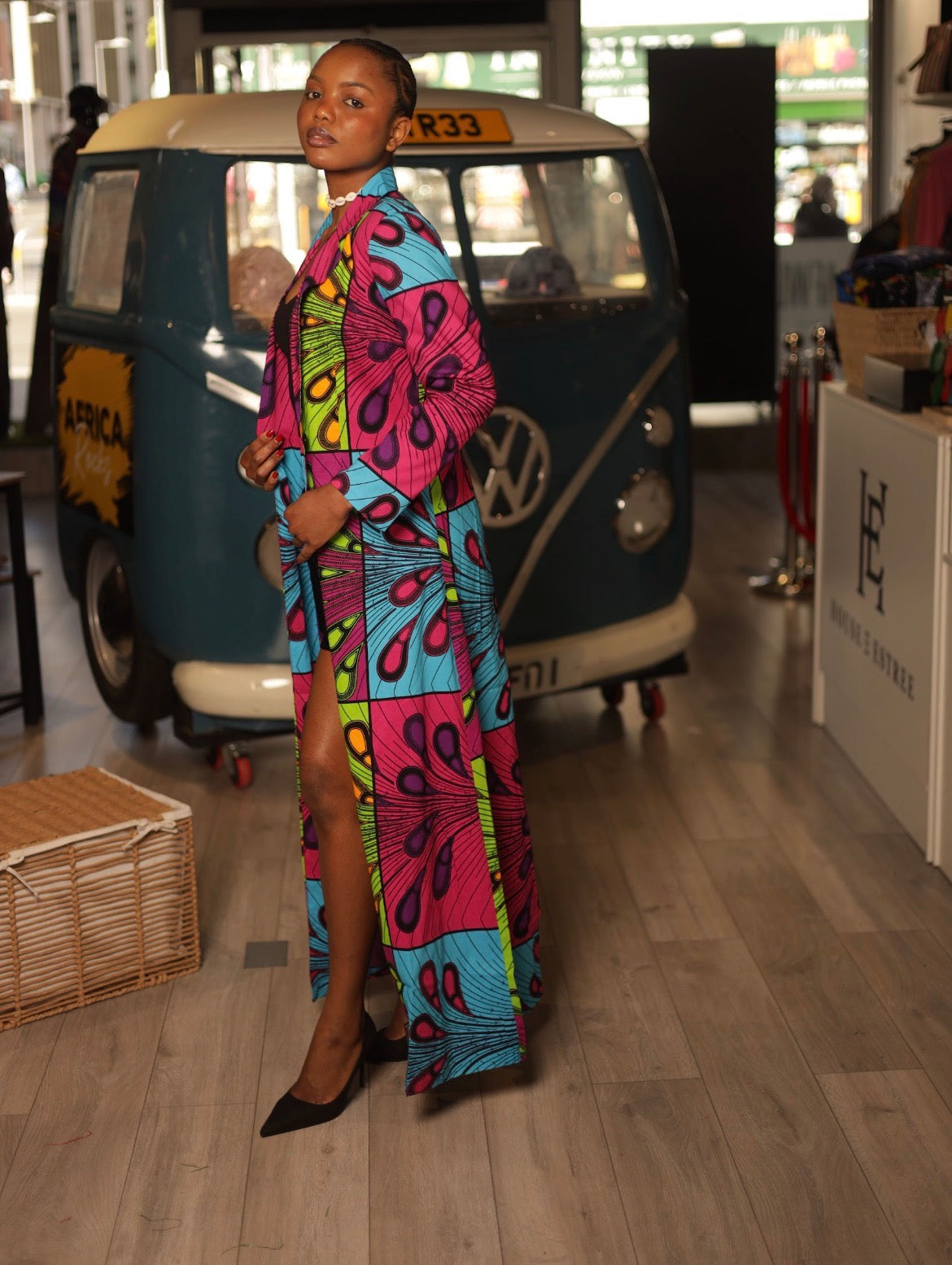 Ankara Long Patterned Coat