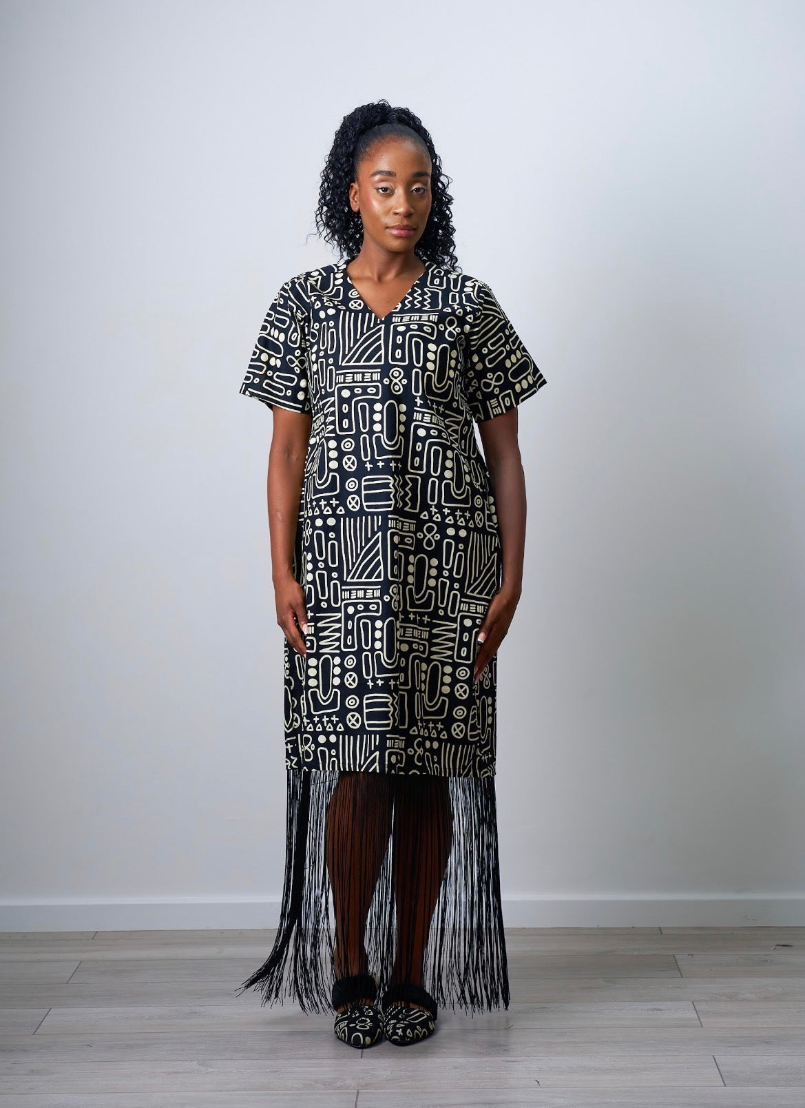 Maxi gown with fringe