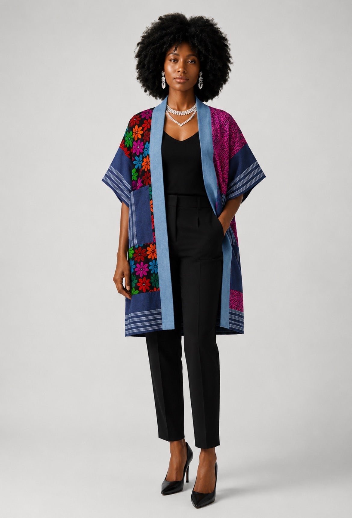 Ankara and Aso-Oke kimono