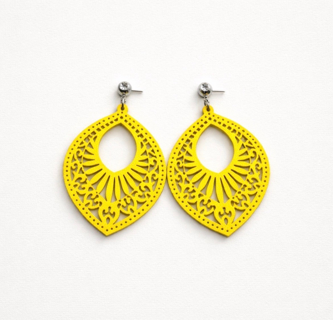 Wooden tear drop earrings