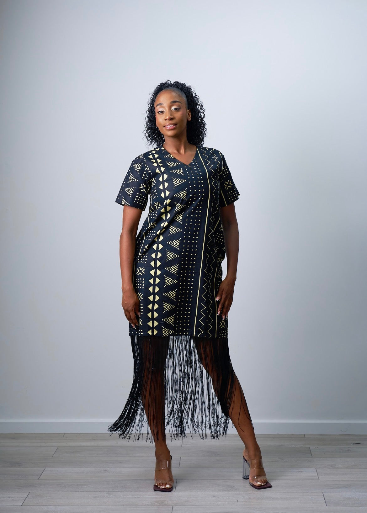 Maxi gown with fringe