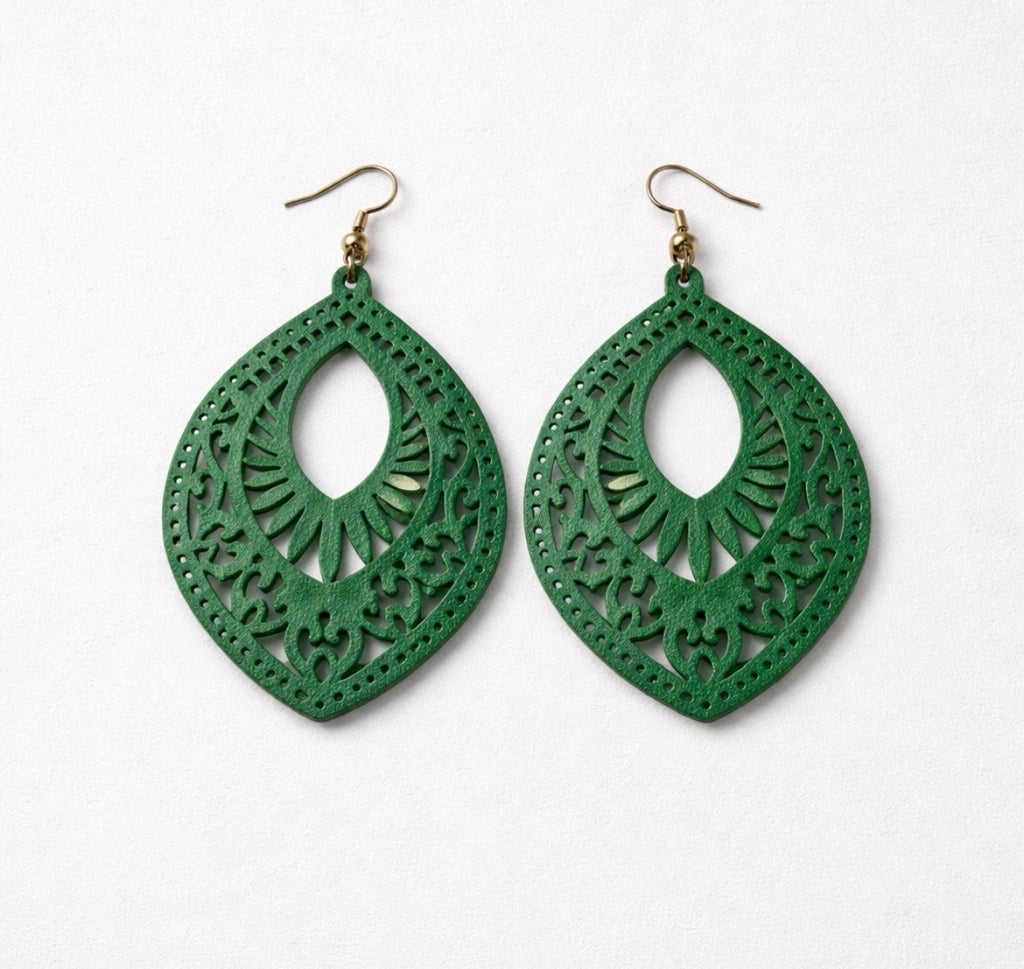 Wooden tear drop earrings
