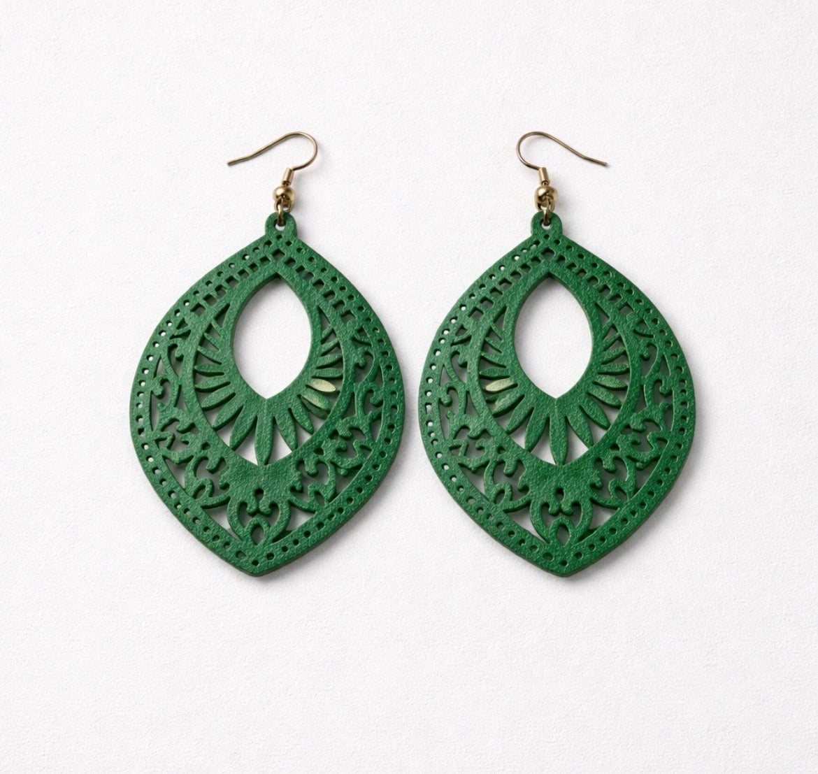 Wooden tear drop earrings
