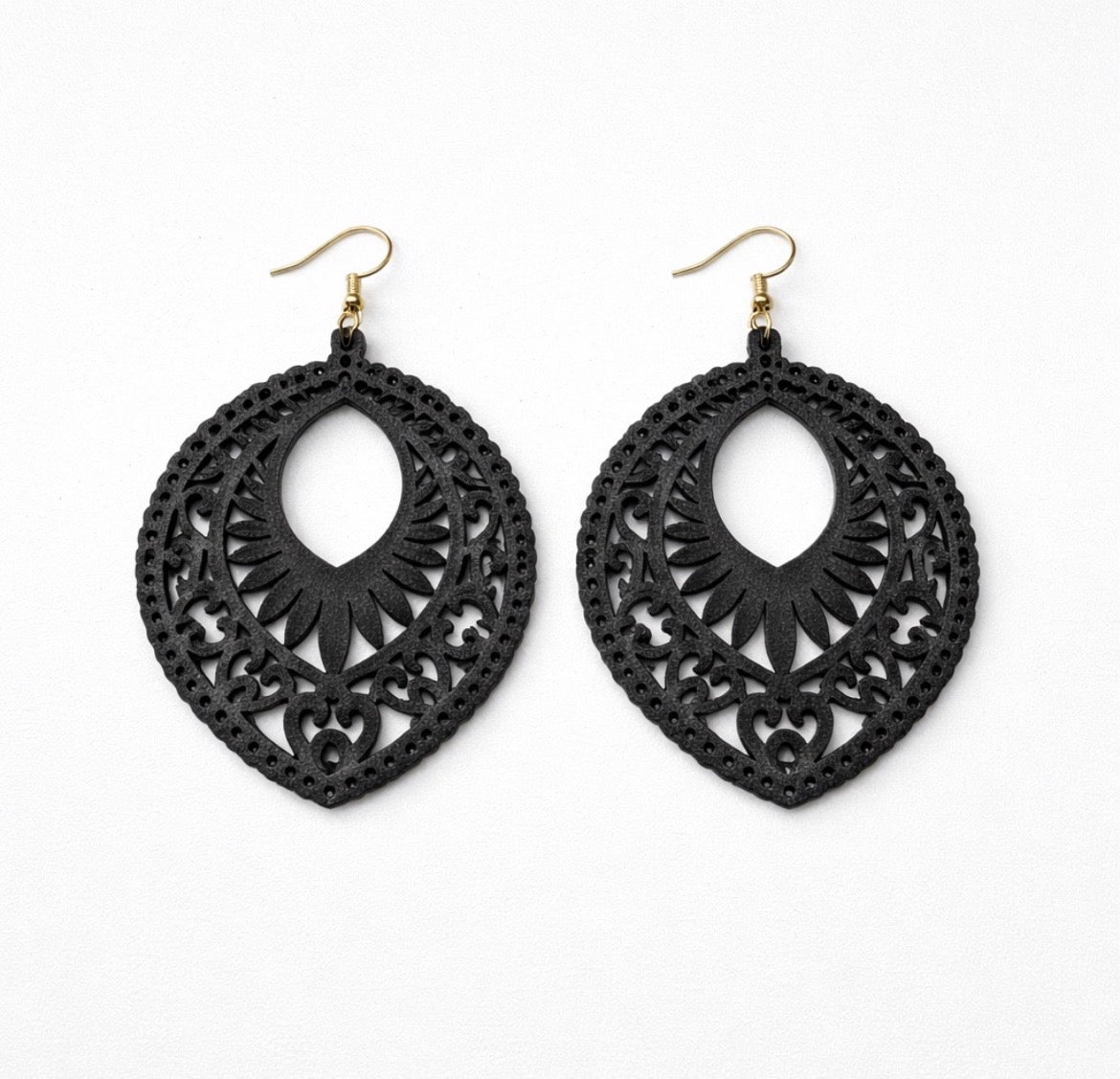 Wooden tear drop earrings