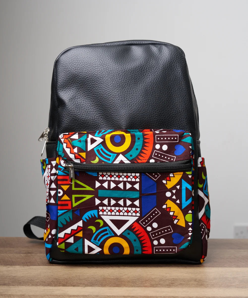 Ankara Leather Unisex Backpack