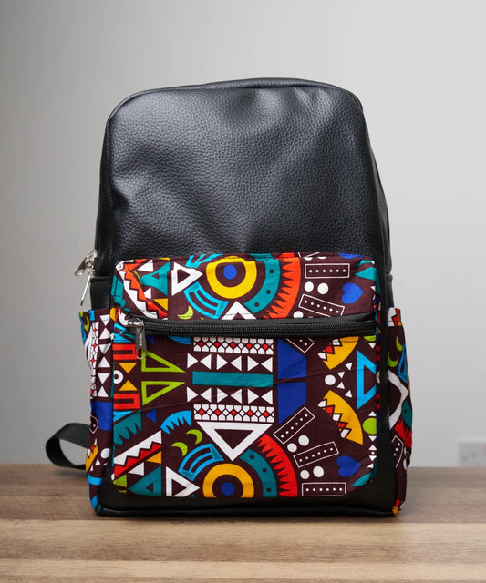 Ankara Leather Unisex Backpack