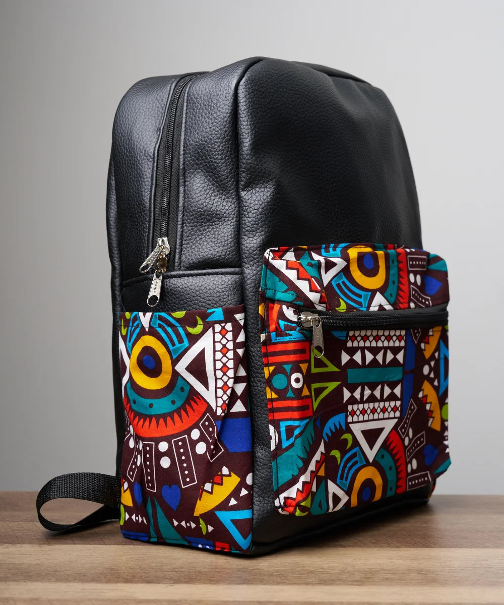 Ankara Leather Unisex Backpack