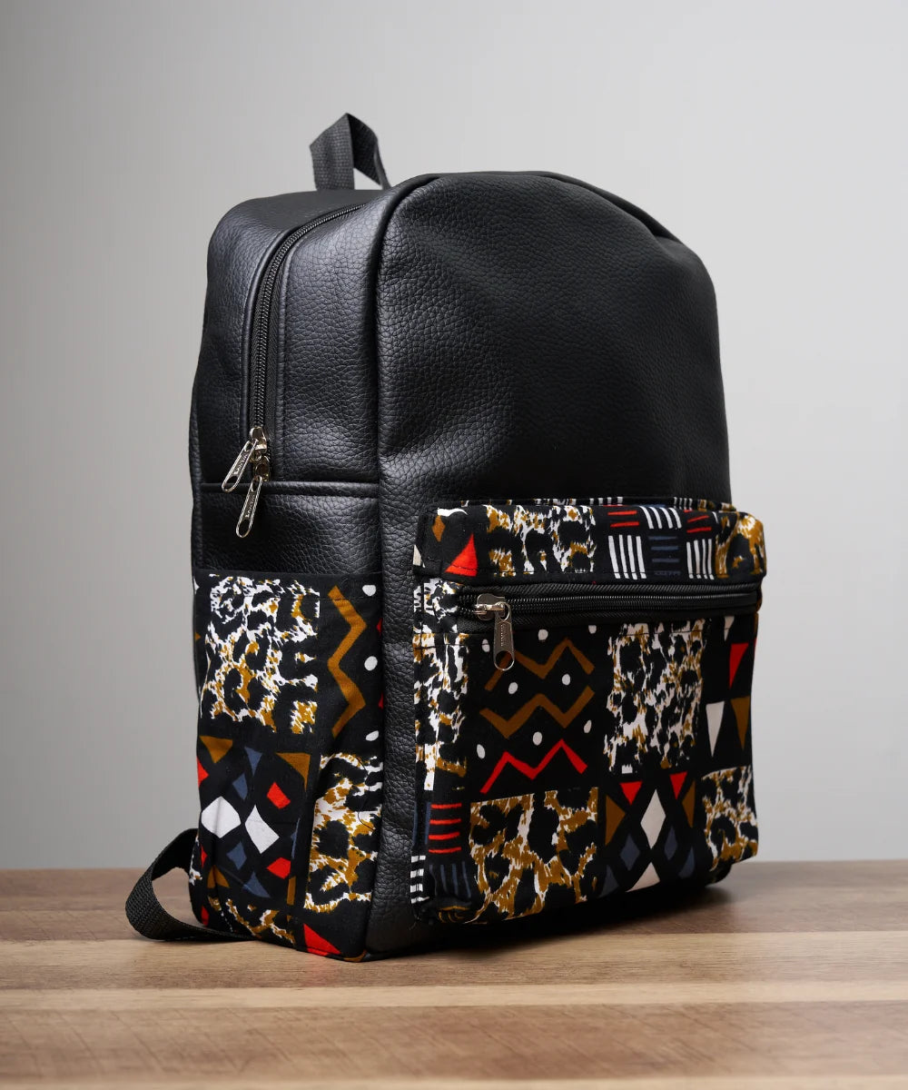 Ankara Leather Unisex Backpack