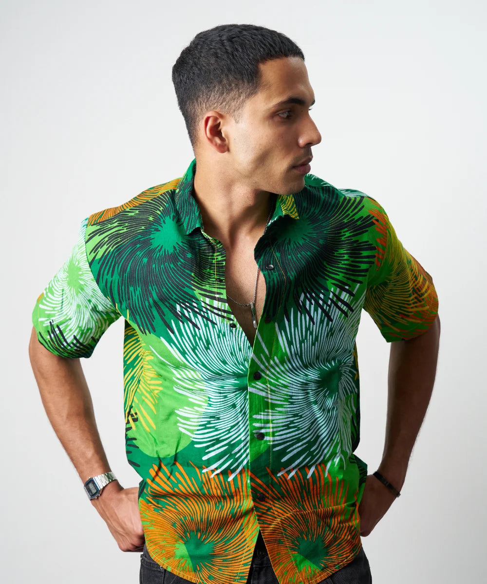 Ankara Men’s Floral Printed Shirt