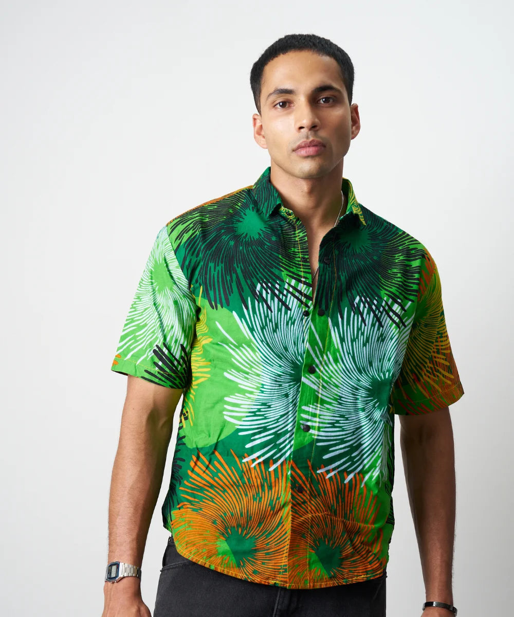 Ankara Men’s Floral Printed Shirt