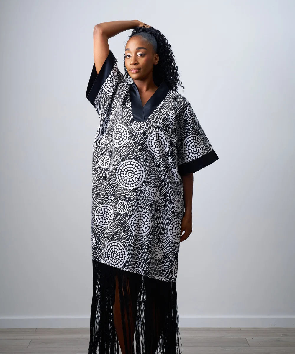 Ankara Fringe Maxi Gown