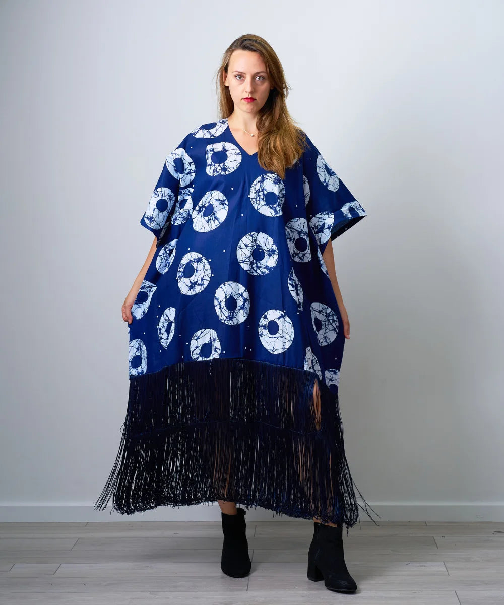 Ankara Maxi Gown with Fringe