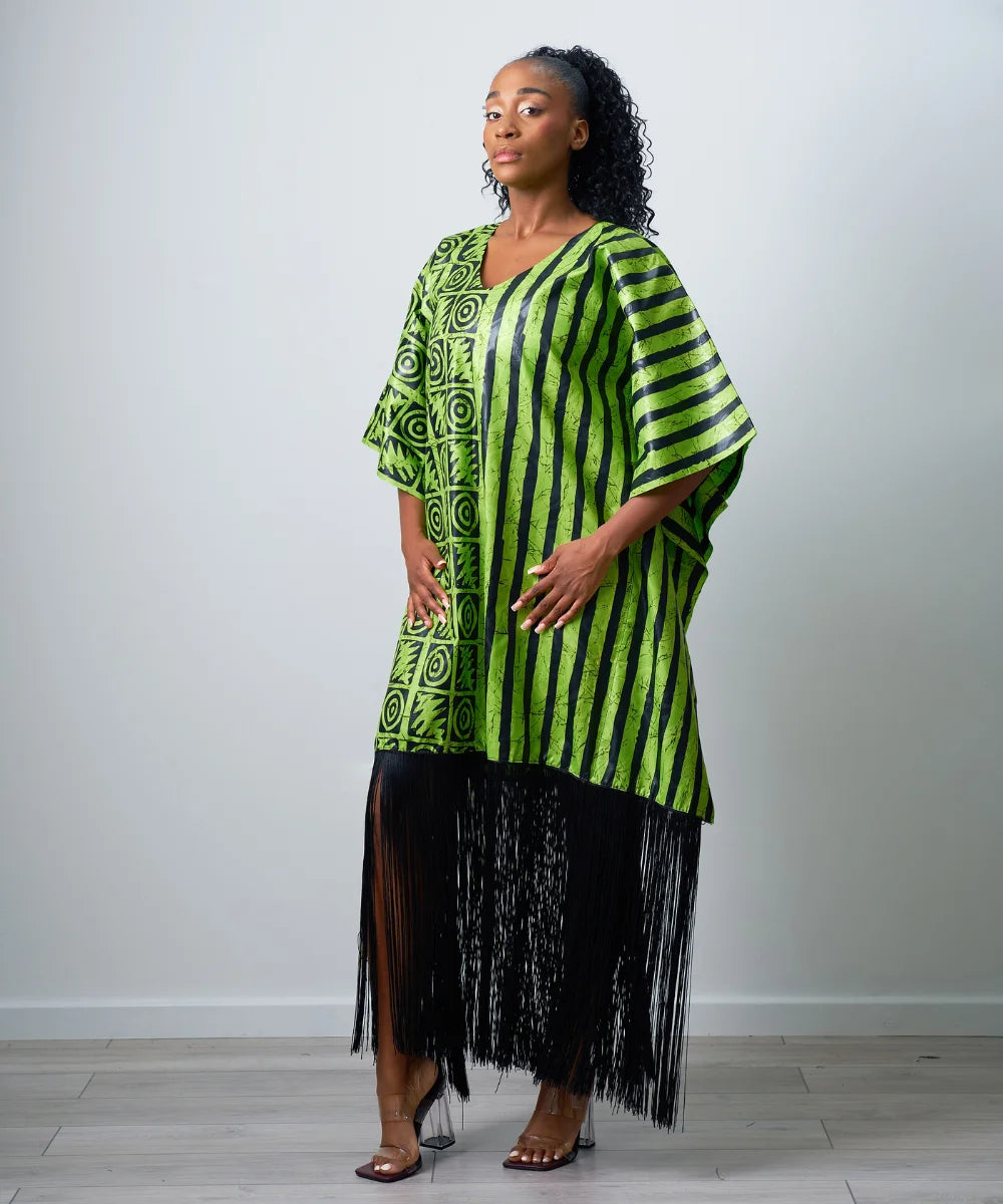 Ankara Maxi Gown with Fringe