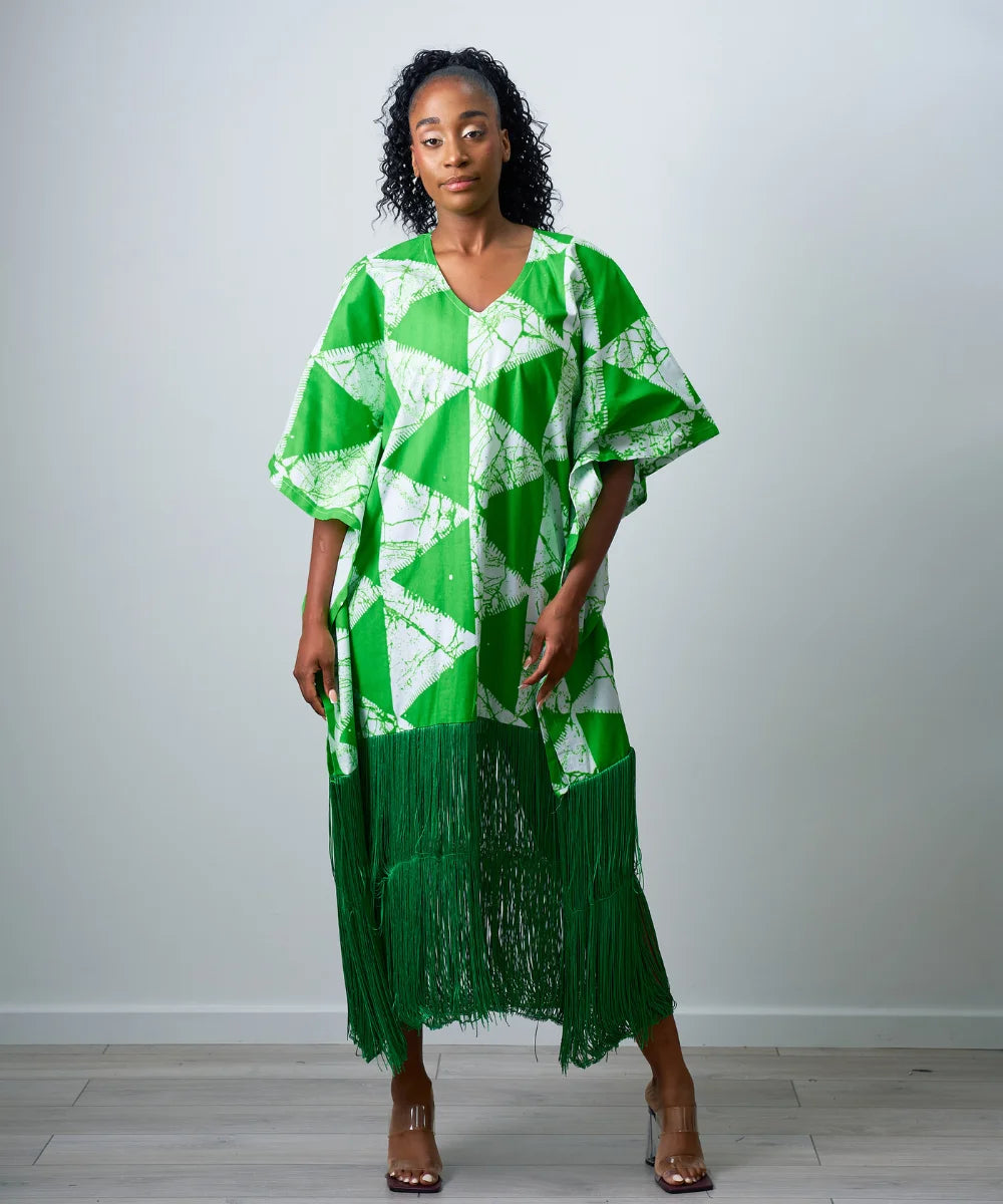 Ankara Maxi Gown with Fringe