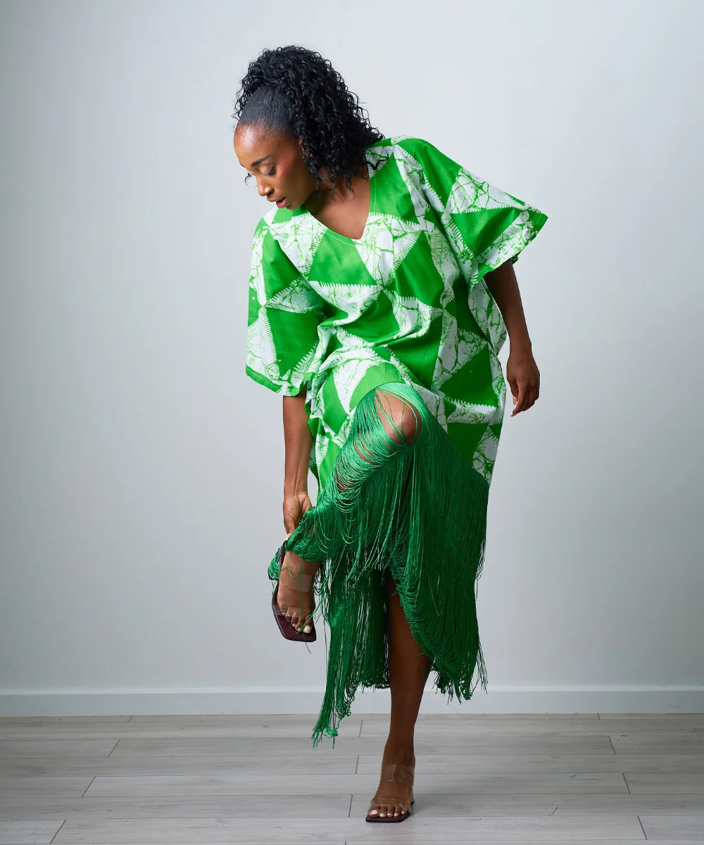 Ankara Maxi Gown with Fringe