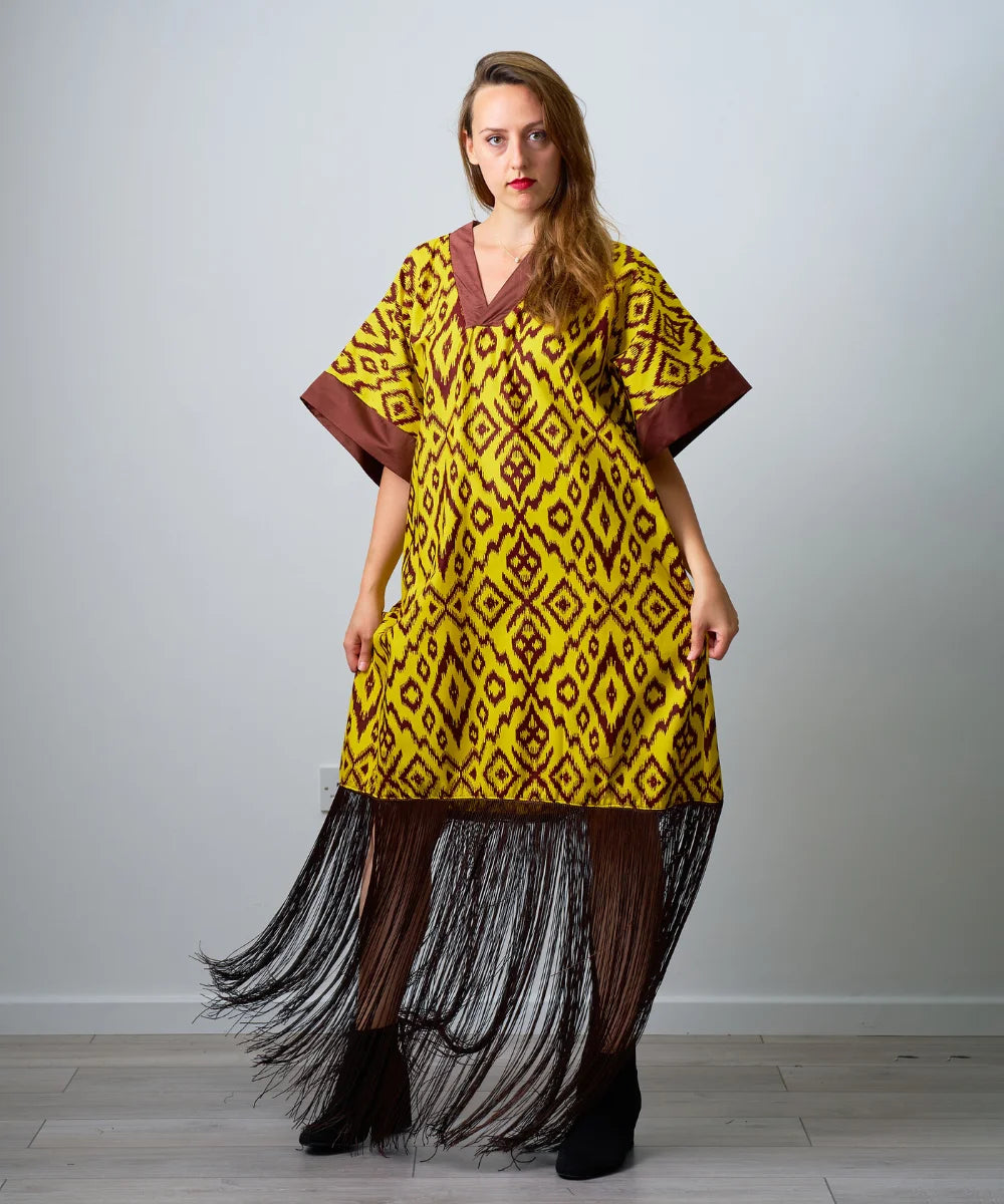 Ankara Fringe Maxi Gown