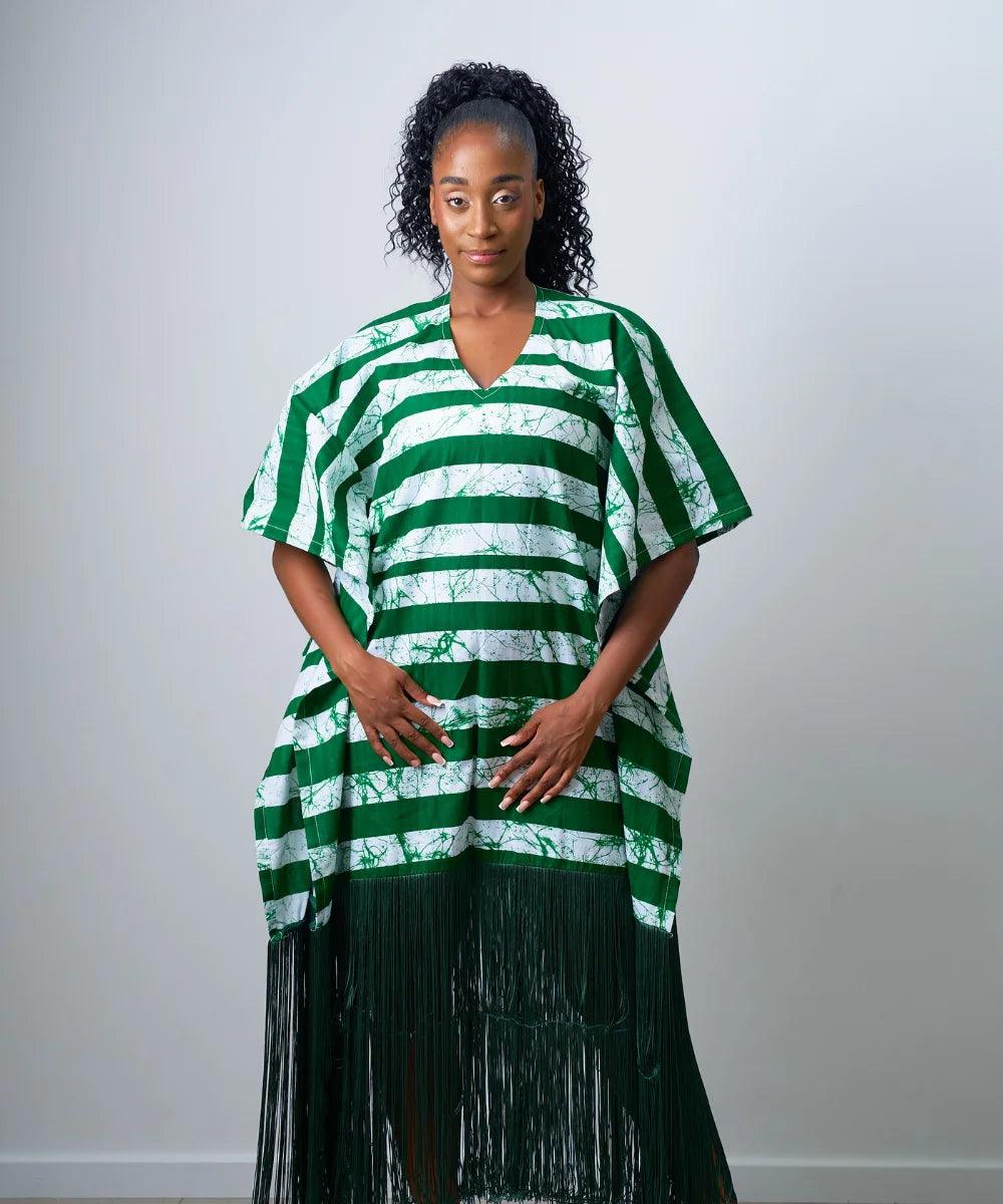 Ankara Maxi Gown with Fringe