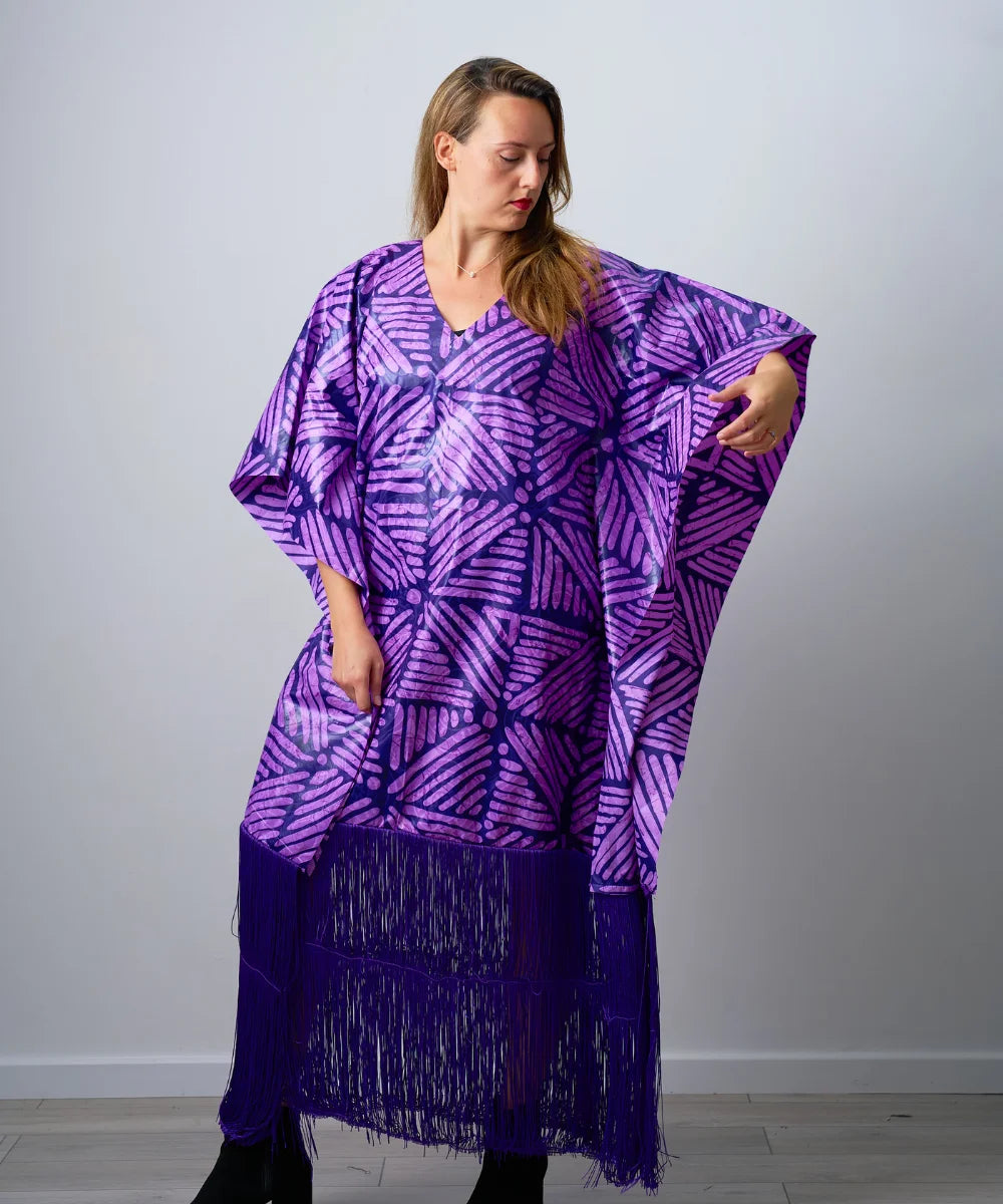 Ankara Maxi Gown with Fringe