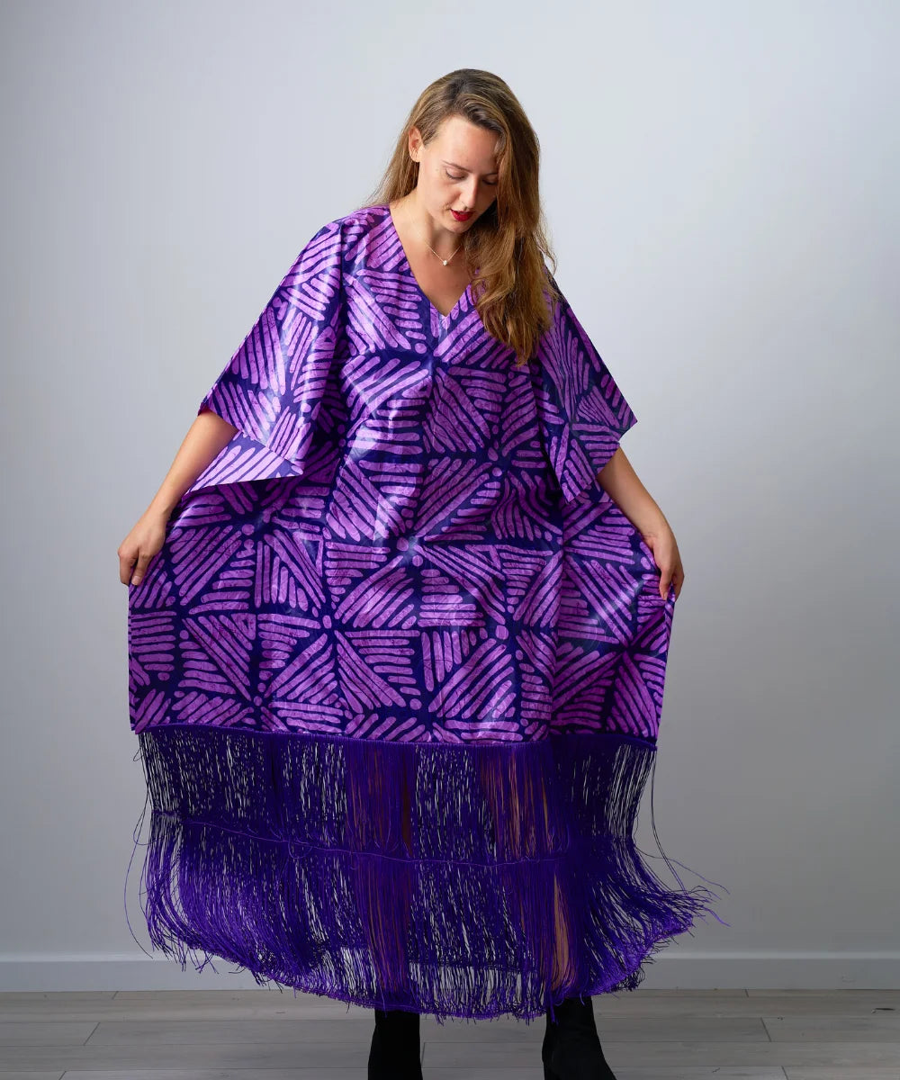 Ankara Maxi Gown with Fringe