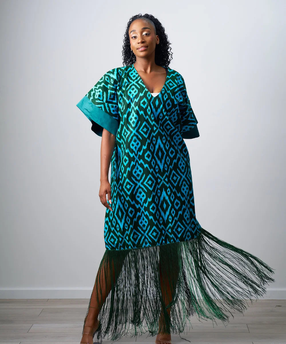 Ankara Maxi Gown with Fringe