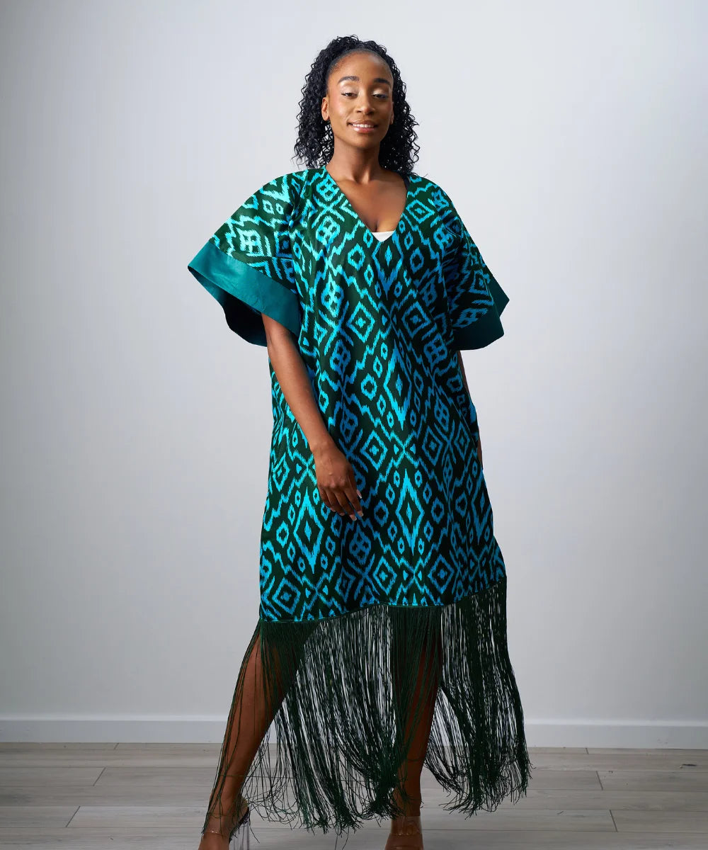 Ankara Maxi Gown with Fringe