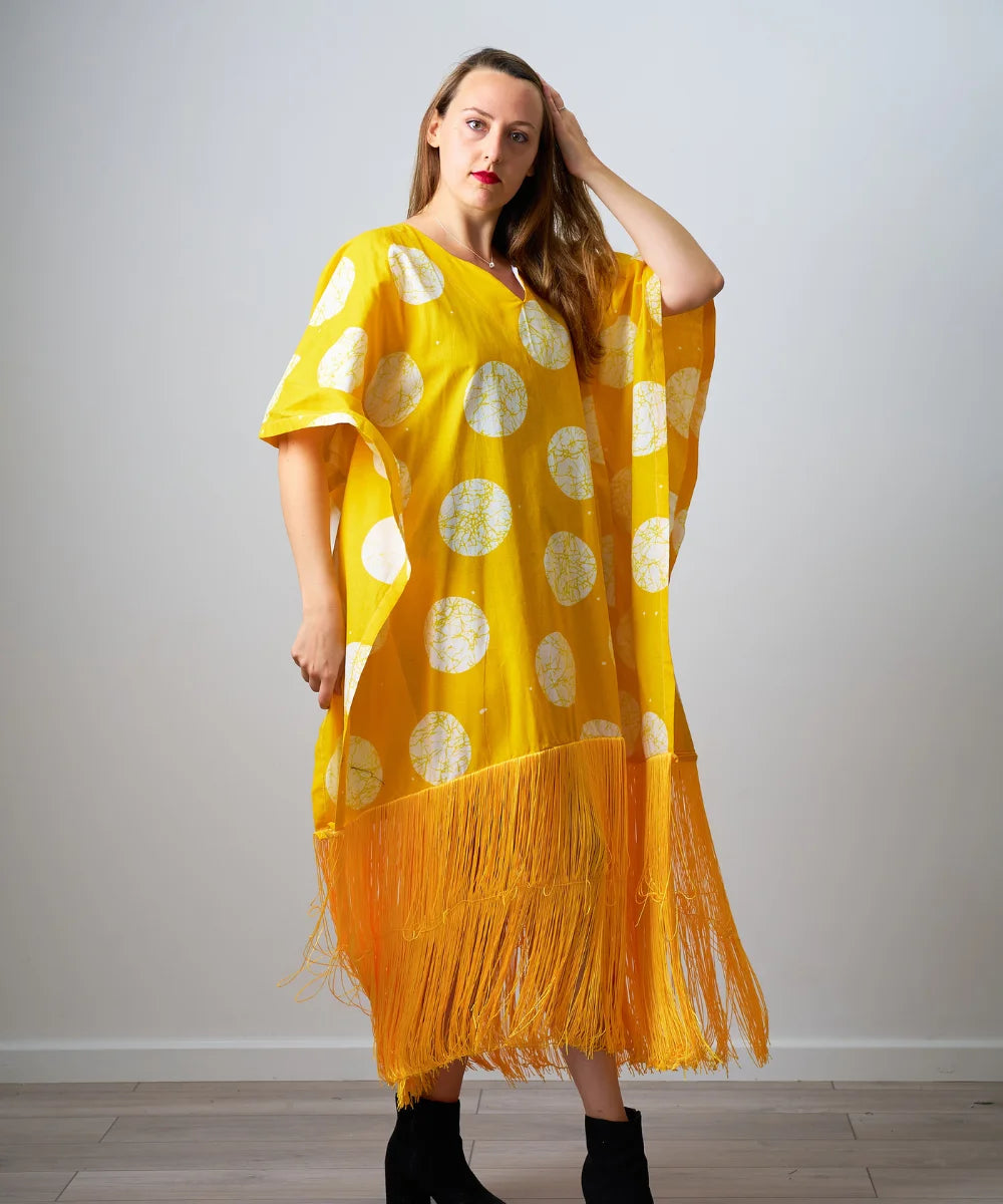 Ankara Maxi Gown with Fringe