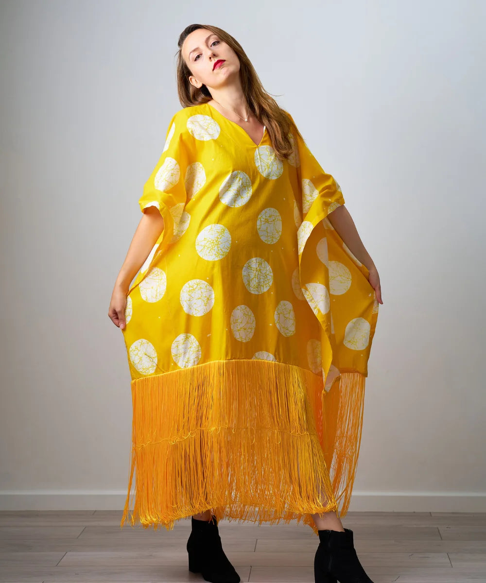 Ankara Maxi Gown with Fringe