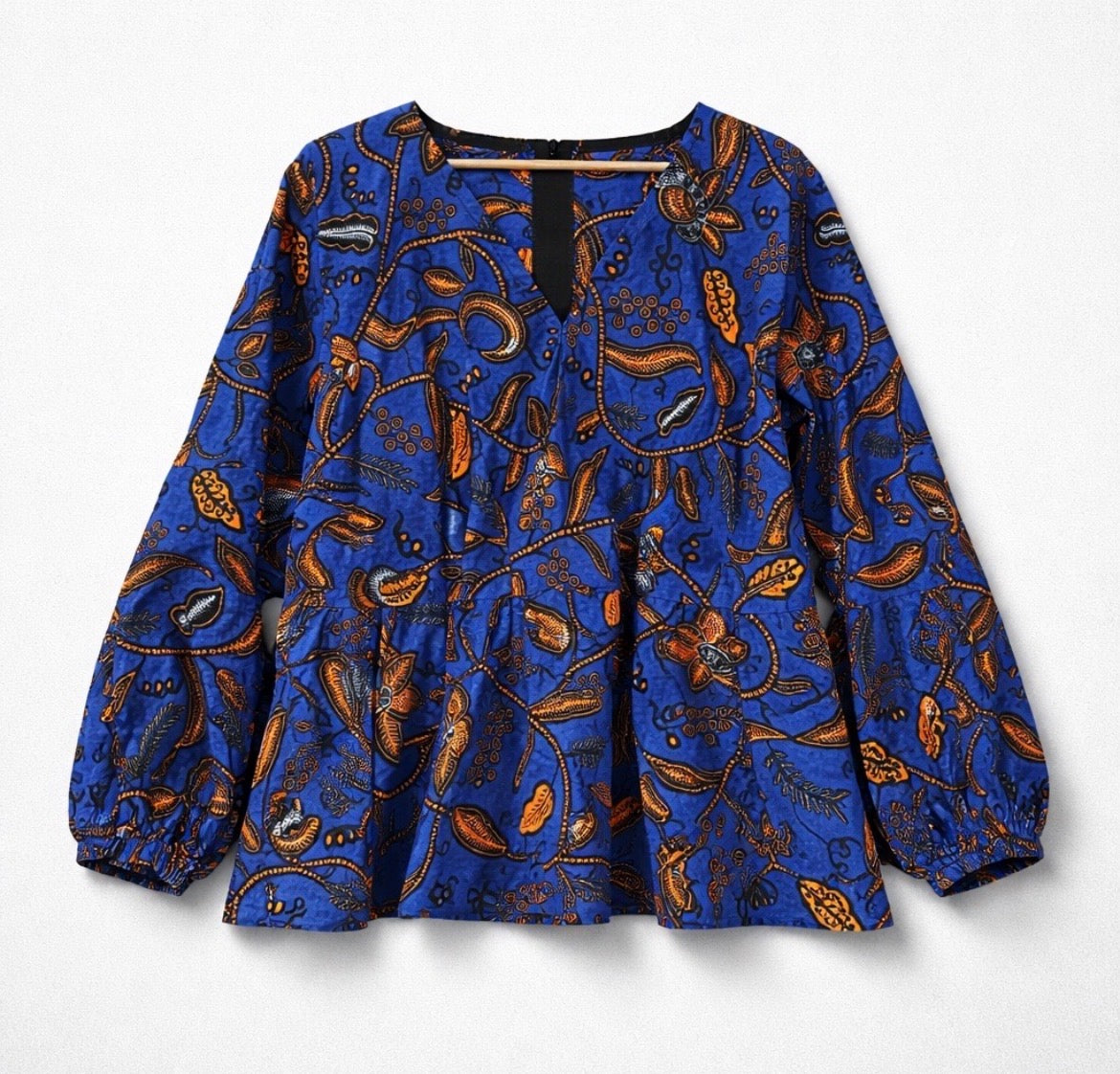 Ankara Vneck Peplum Top