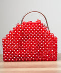 Handcrafted Faceted Beaded Top-Handle Bag with Satin Pouch