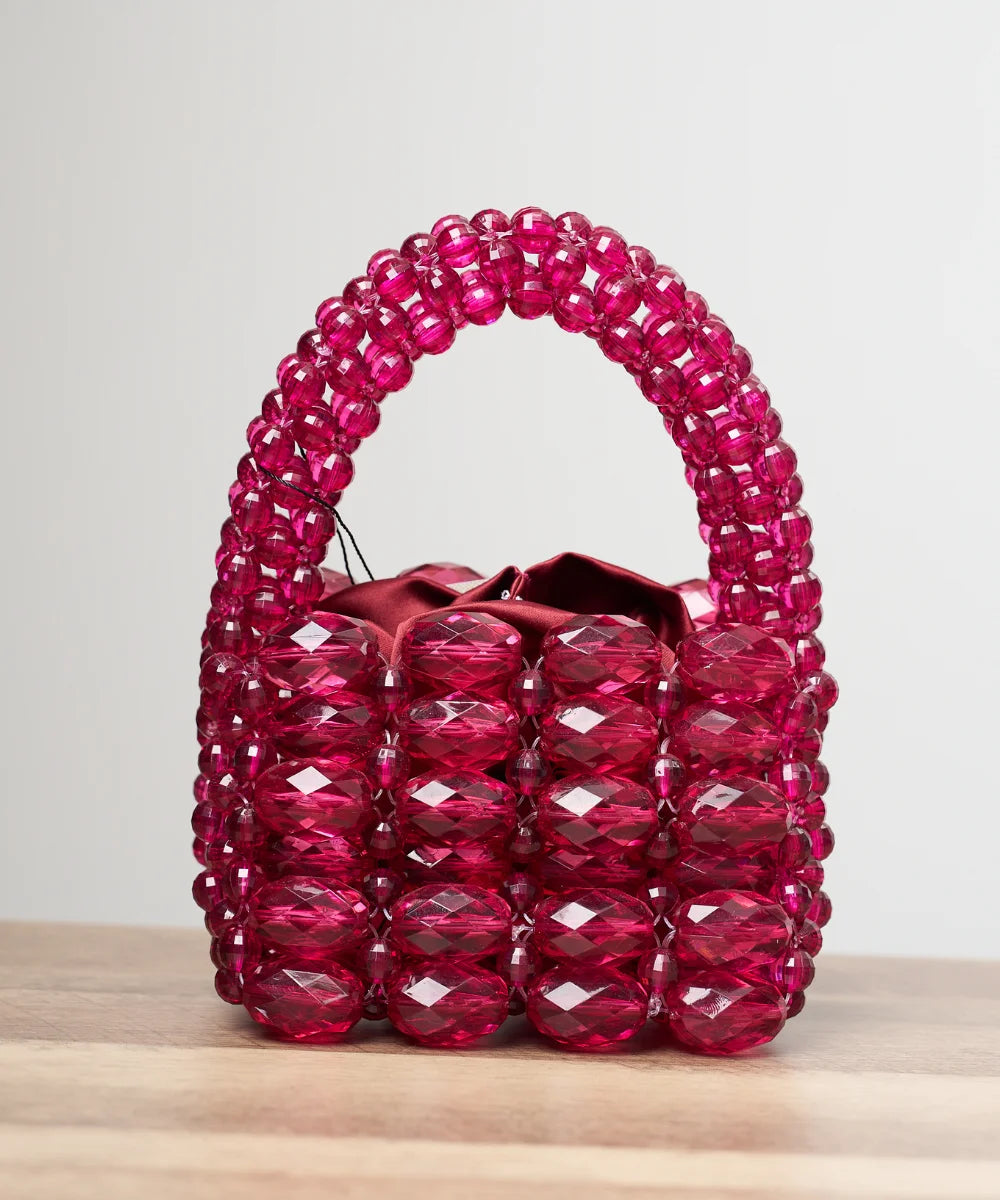 Handcrafted Faceted Beaded Mini Handbag