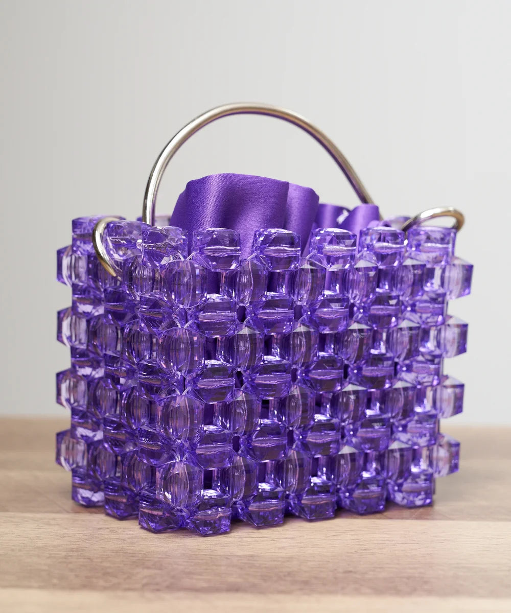 Handcrafted Beaded Box Bag with Satin Pouch