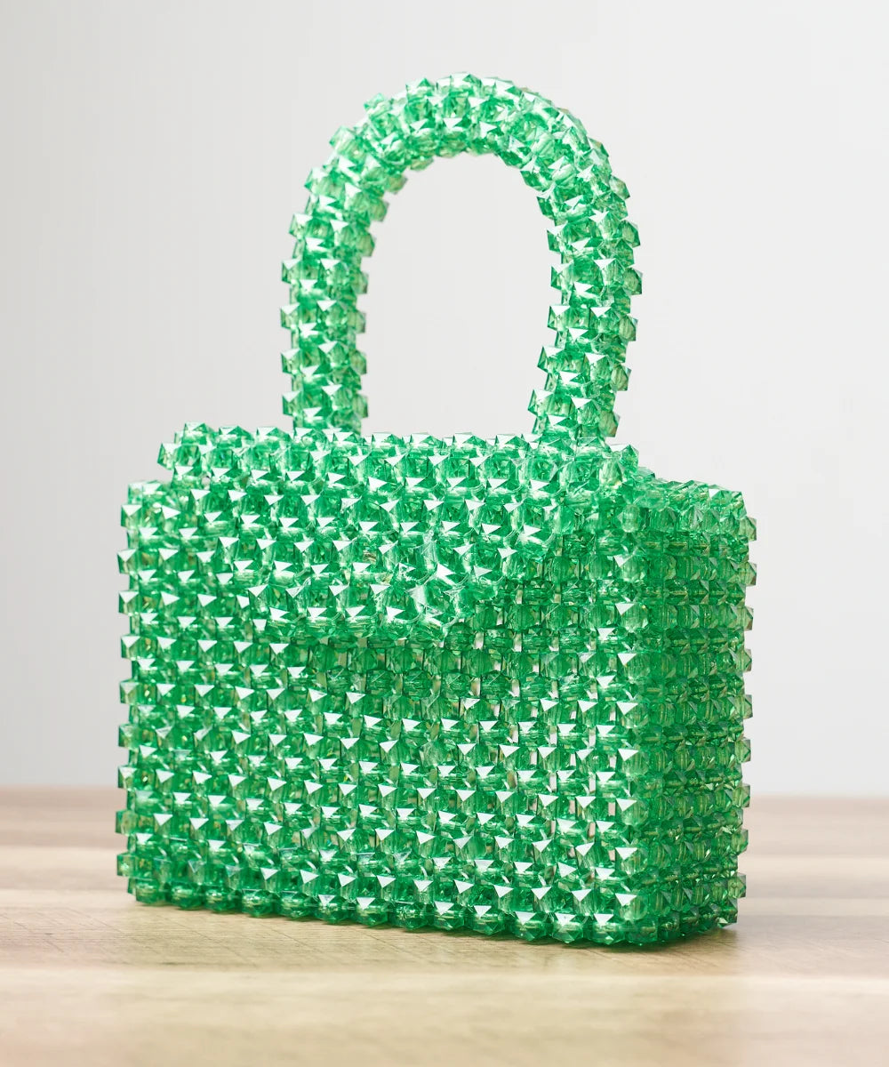 Women’s Handmade Beaded Mini Handbag with Top Handle