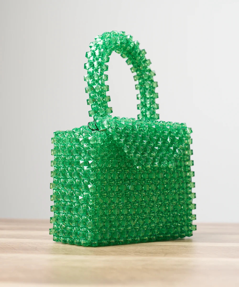 Women’s Handmade Beaded Mini Handbag with Top Handle