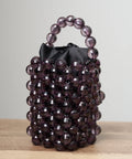 Handcrafted Faceted Beaded Bucket Mini Bag with Top Handle