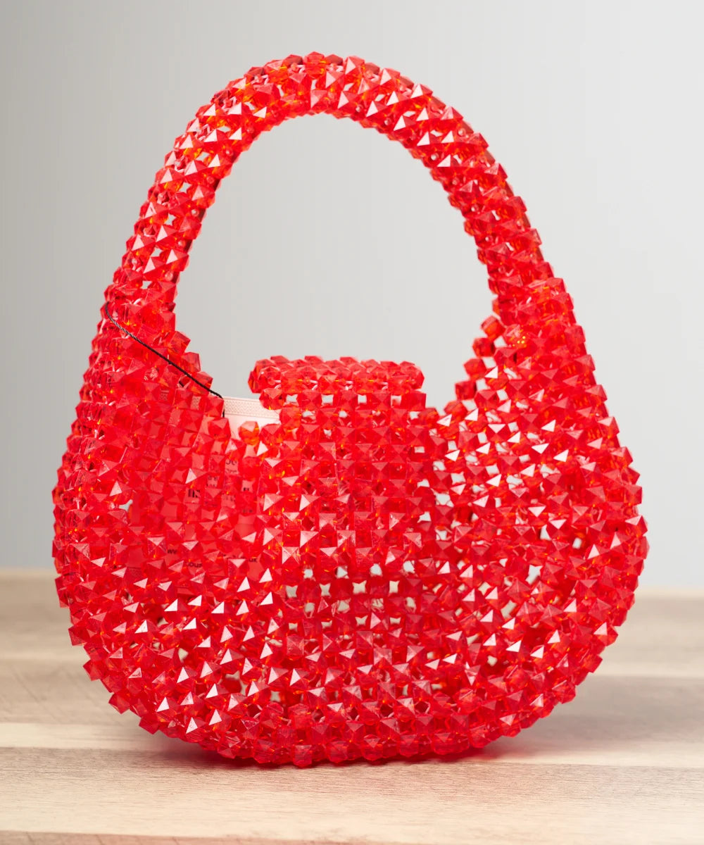 Handcrafted Crystal Beaded Mini Handbag