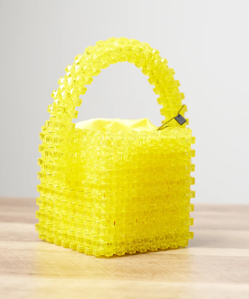 Women’s Beaded Mini Handbag with Satin Drawstring Pouch