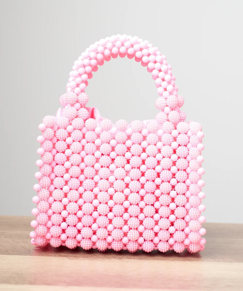 Handcrafted Pearl Beaded Mini Tote Bag