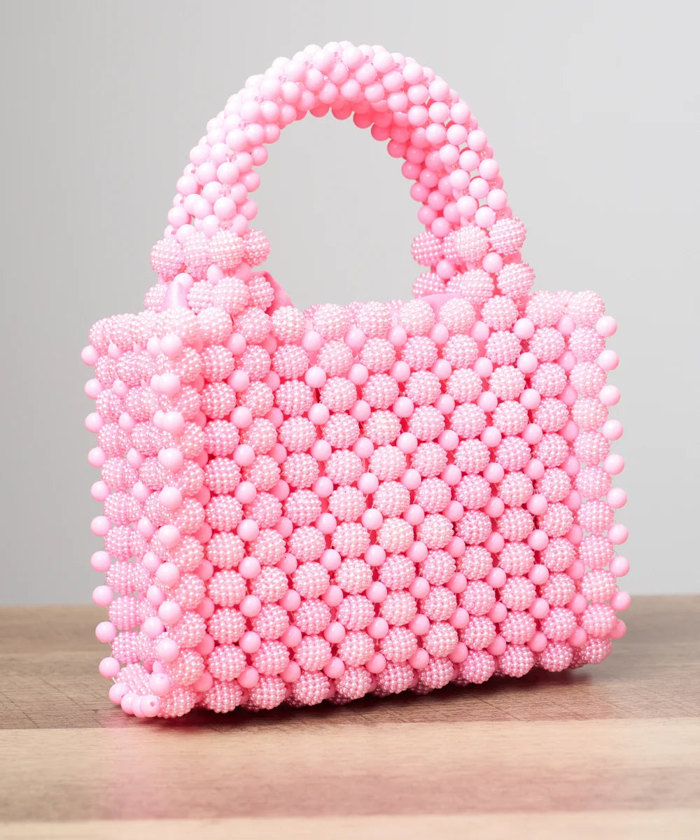 Handcrafted Pearl Beaded Mini Tote Bag