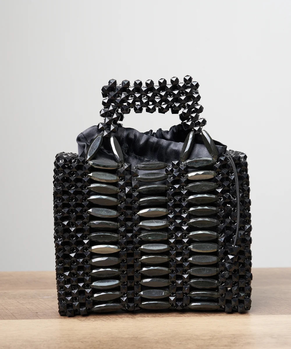Handcrafted Beaded Mini Tote Bag with Sculptural Pattern
