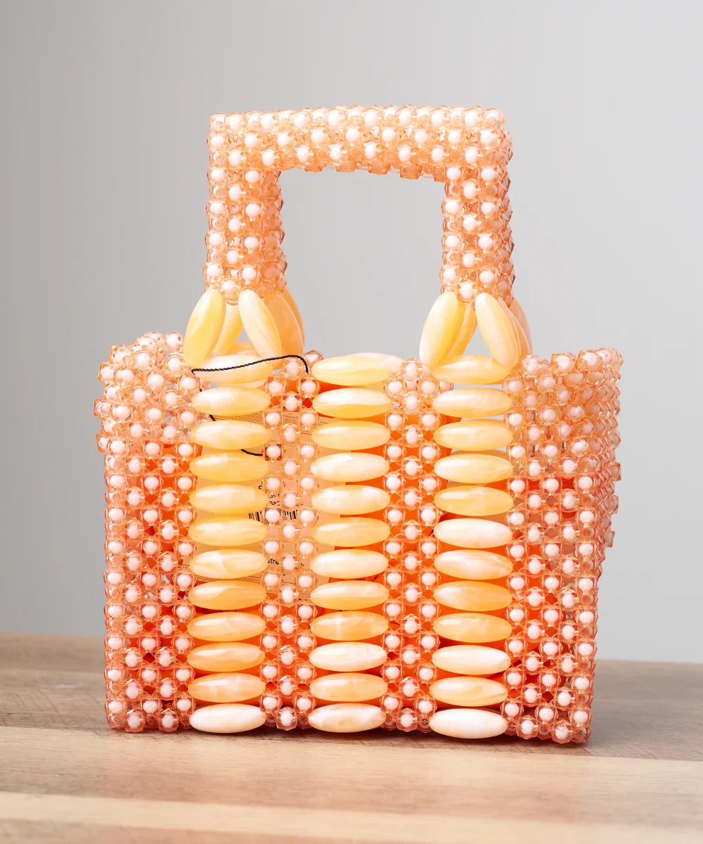 Handcrafted Shell & Beaded Mini Tote Bag