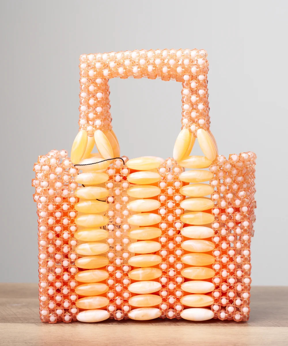 Handcrafted Shell & Beaded Mini Tote Bag