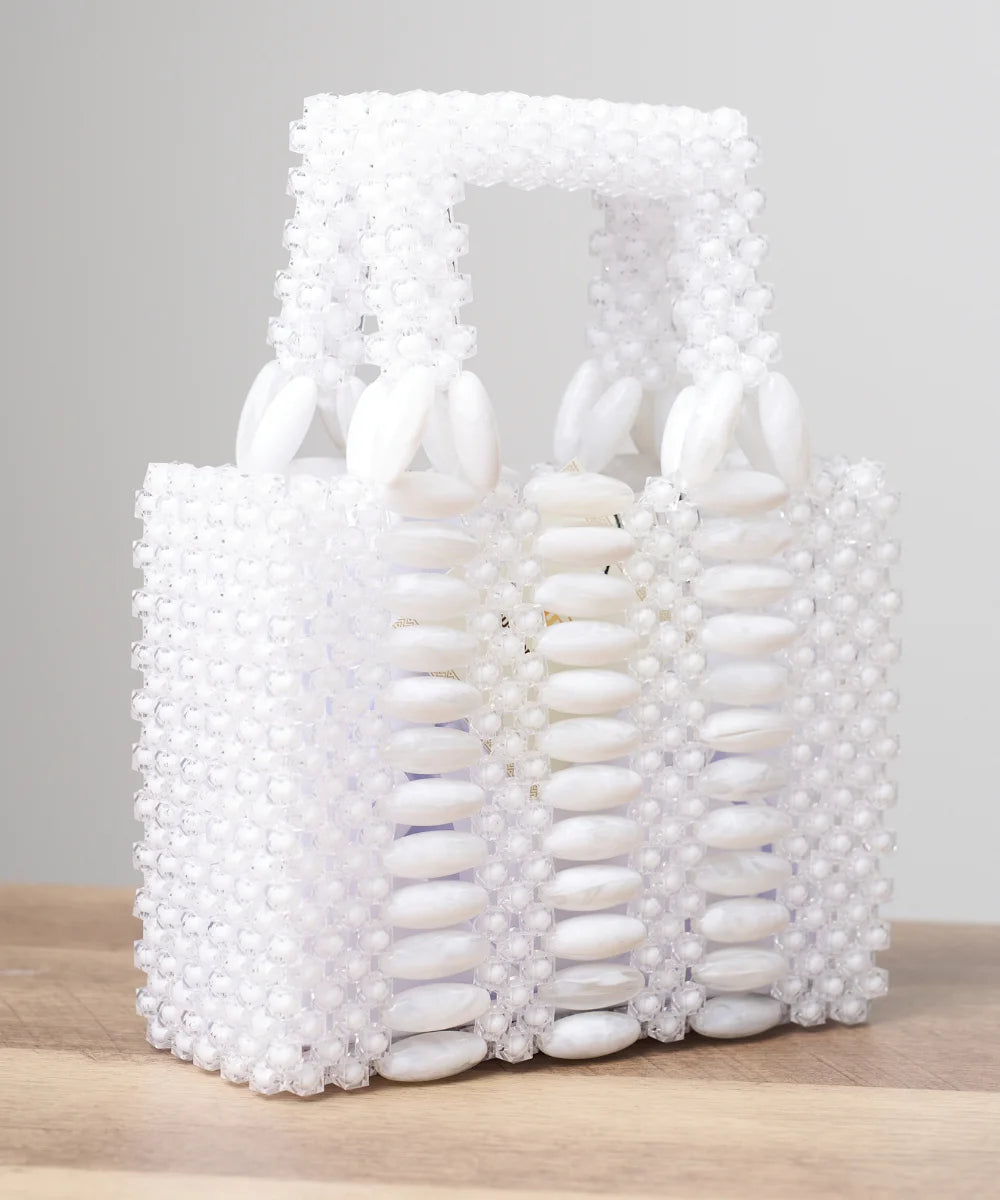 Handcrafted Shell & Beaded Mini Tote Bag