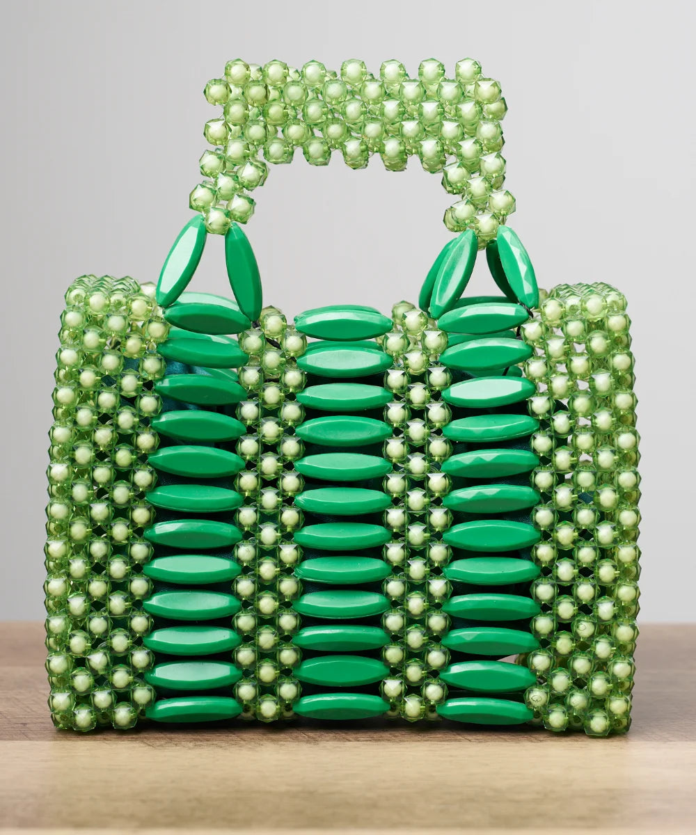 Handcrafted Beaded Mini Tote Bag with Sculptural Pattern