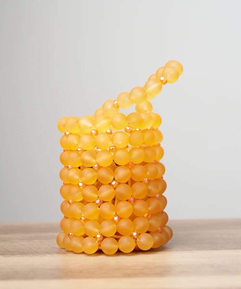 Handcrafted Beaded Bucket Mini Bag with Top Handle