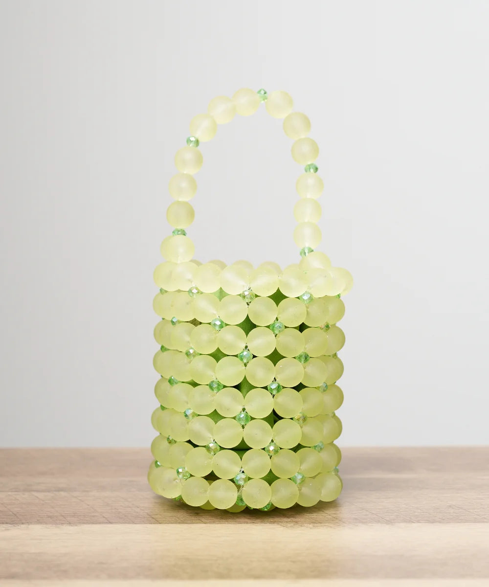 Handcrafted Beaded Bucket Mini Bag with Top Handle