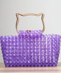 Handcrafted Beaded Tote Bag with Sculpted Metal Handle