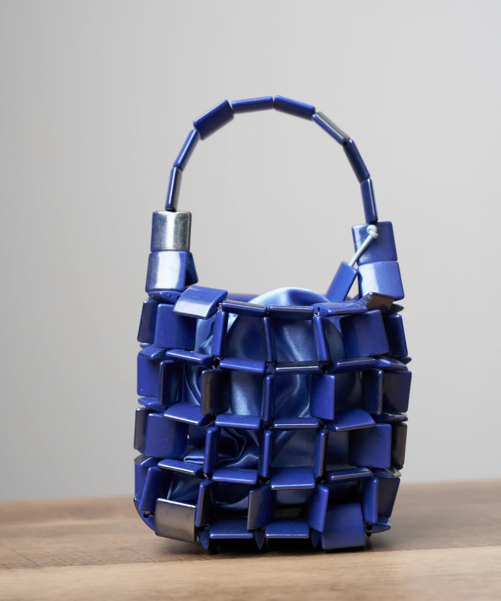 Handcrafted Sculptural Beaded Mini Bag with Top Handle