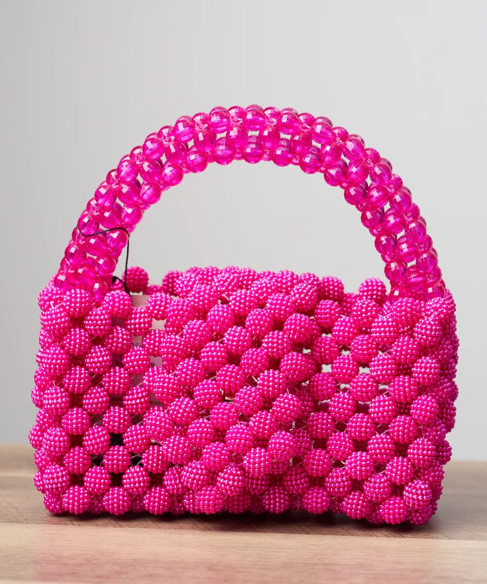 Handcrafted Textured Beaded Mini Top-Handle Bag